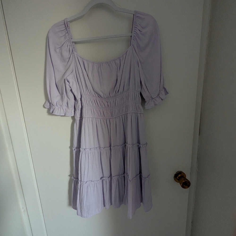 Trixxi Lavender Puff Sleeve Mini Dress